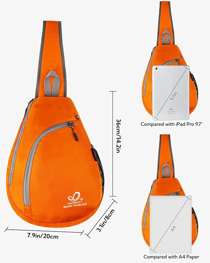 WATERFLY Crossbody Sling Bag Small Water Resistant Backpack Lightweight - Image 2