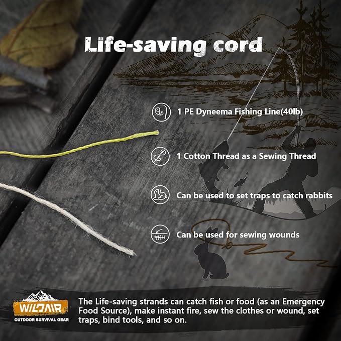 WILDAIR Paracord Survival Paracord Parachute Fire Cord Survival Ropes 4-in-1 - Image 4