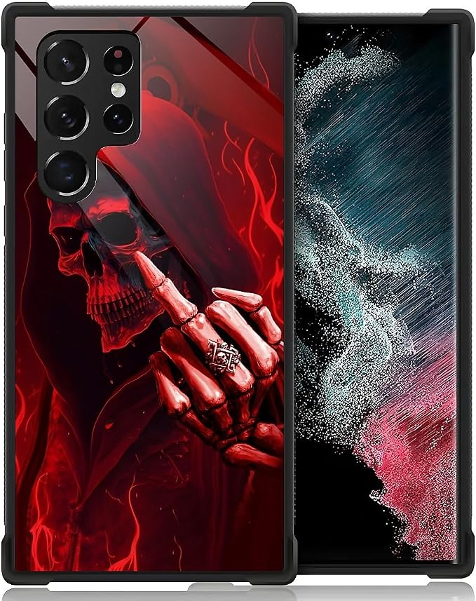 for Samsung Galaxy S23 Ultra Case, Gestures Funny Skull Pattern Graphic Design by FKBRCL4U