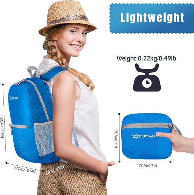 ZOMAKE Ultra Lightweight Hiking Backpack 20L, Packable Small Backpacks Water - Image 2