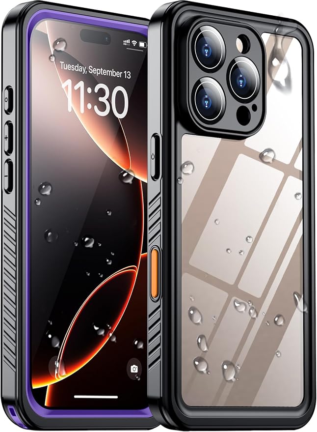 Temdan Compatible with iPhone 16 Pro Max Case Waterproof, Built-in Screen & by Temdan