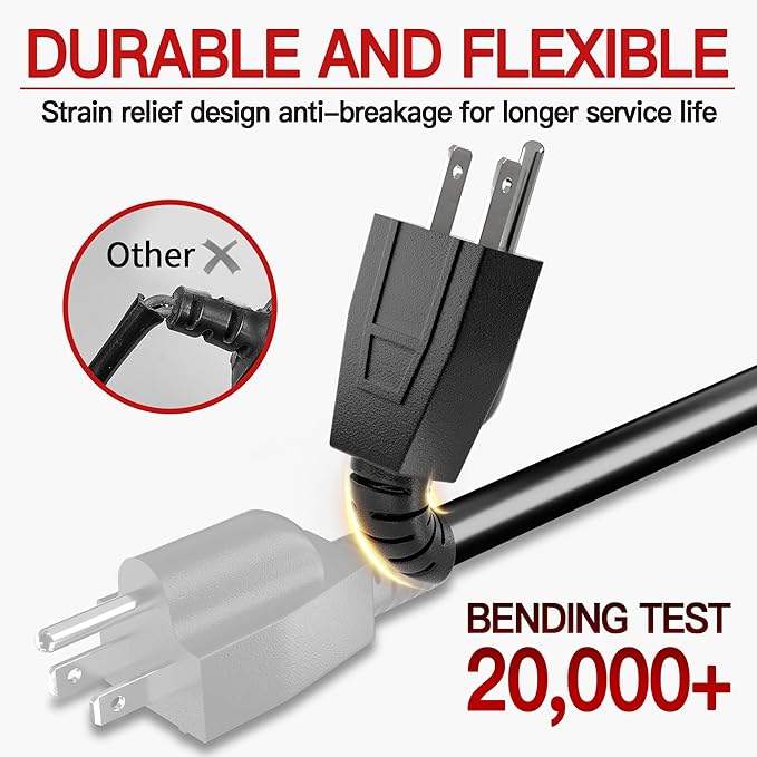 18/3 Indoor Extension Cord 6 FT, 3 Prong Power Cable, Suitable - Image 4