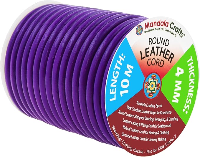 Mandala Crafts Round Genuine Purple Leather Cord by MandalaCrafts