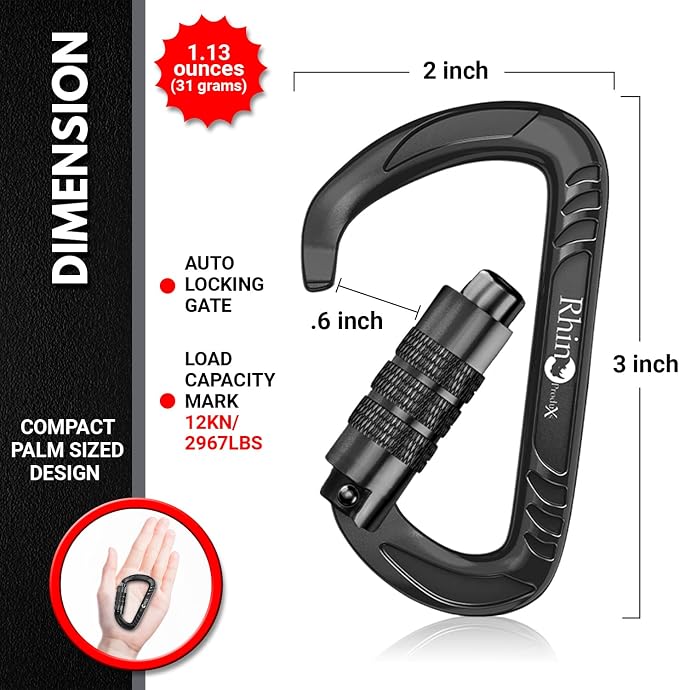 Rhino Produxs 12kN Heavy Duty Carabiner Clips, - Image 2