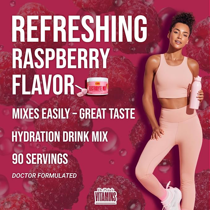 Dr. Price’s Electrolytes Powder Bulk – Raspberry, 90 Servings | Sugar Free - Image 6