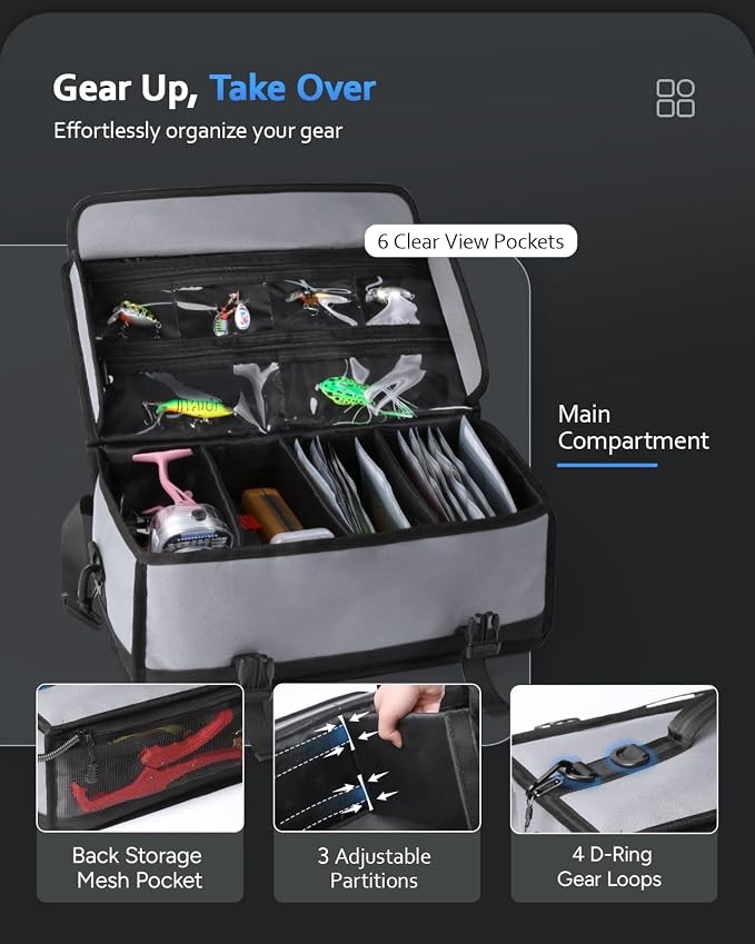 Large Fishing Tackle Bag for Soft Plastic Baits Storage, Fishing Gear Organizer - Image 2