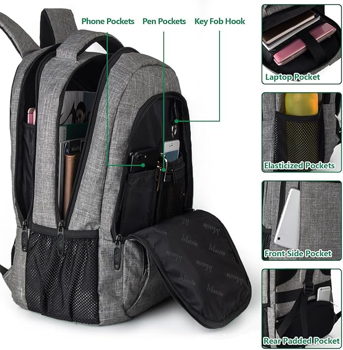 MATEIN Travel Laptop Backpack, Business Anti Theft Slim Sturdy Laptops Backpack - Image 5
