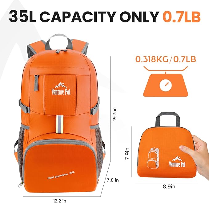Venture Pal 35L Ultralight Lightweight Packable Foldable Travel Camping Hiking - Image 5