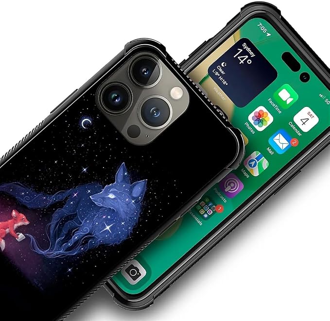 for iPhone 13 Pro Max Case, Galaxy Fox Wolf Pattern Graphic Design Girl Boy - Image 7