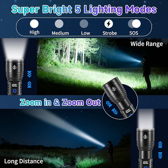 Rechargeable Flashlights High Lumens, LED Flashlight Powerful, Handheld - Image 2