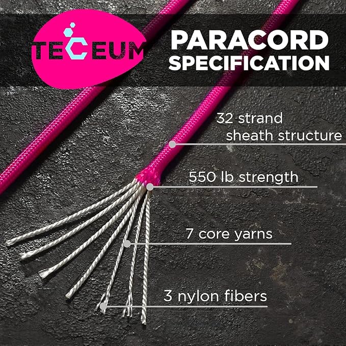 TECEUM 5/32" Paracord Rope 1000 – 1000ft / 200ft / 100ft / 50ft – Tactical - Image 2