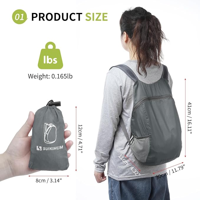 20L Ultra Hiking-Daypack Lightweight Foldable Travel Packable Backpack - Image 3