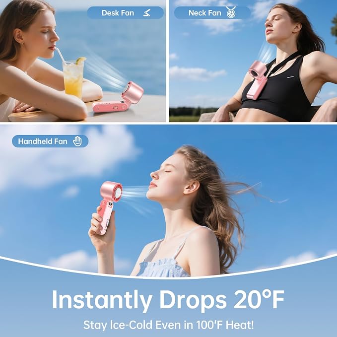 Handheld Portable Fan with Ice Cooler: 100-Speed 5500mAh Rechargeable Handheld - Image 7