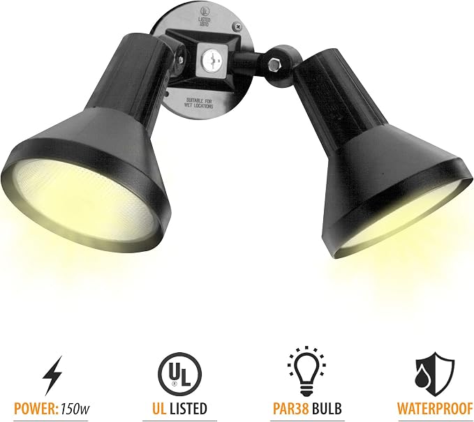 Ciata 15" Outdoor Security Flood Light 2 Head - Image 2