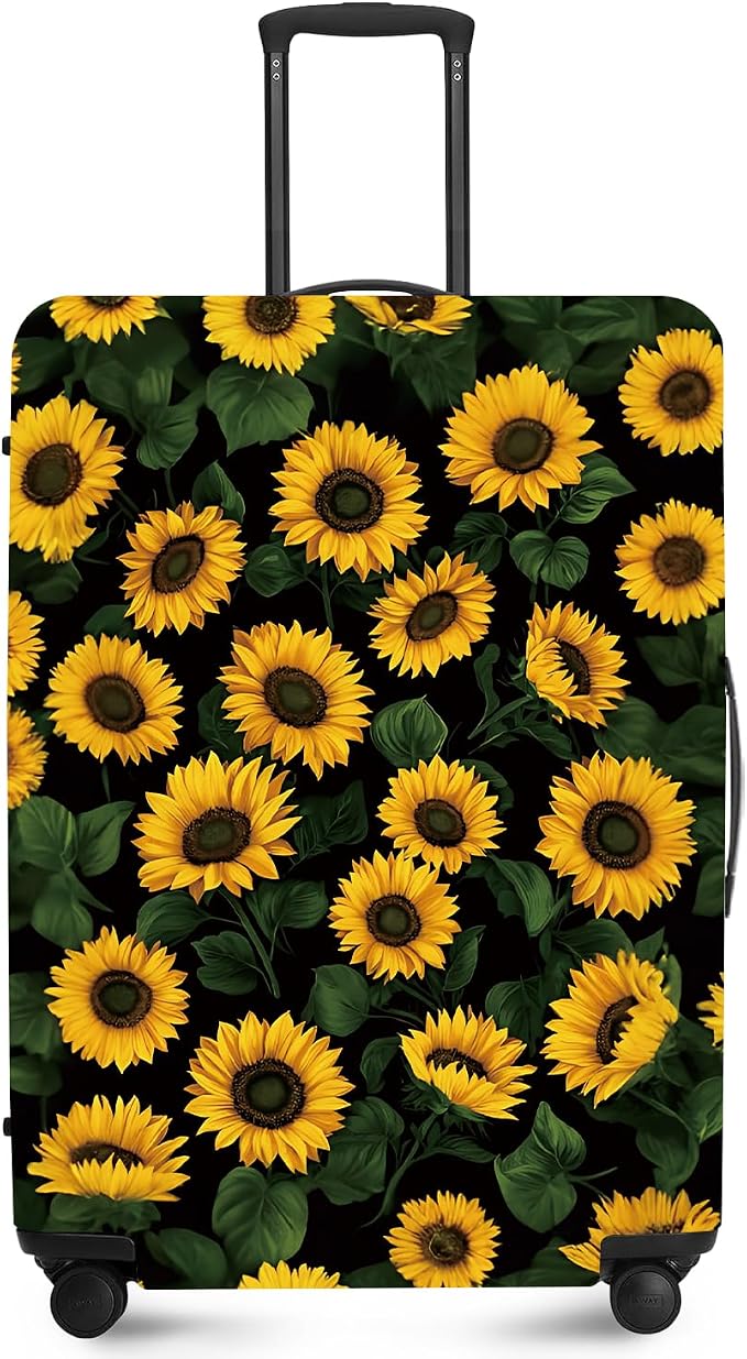 ANNA QUEEN Sunflowers Travel Luggage Cover -Stretchable Airplane Suitcase by ANNAQUEEN