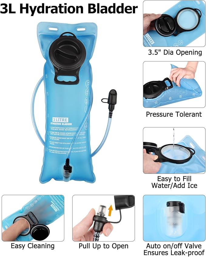 NOOLA Hydration Backpack with 3L Water Bladder, 22L / 25L Water Backpack - Image 4
