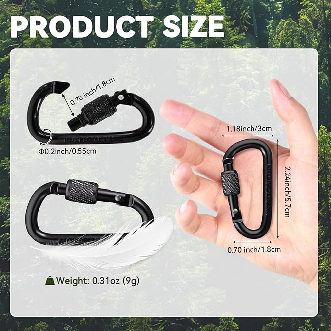 Carabiner Clip, Key Hooks for Keychain Aluminum D Ring Shape Carabiner - Image 4