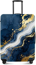ANNA QUEEN Blue Abstract Marble Travel Luggage Cover -Stretchable Airplane by ANNAQUEEN