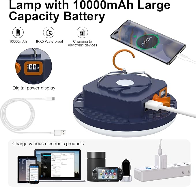 10000mAh 4000LM Camping Light 4 Light Modes Portable LED Camping Lantern - Image 4