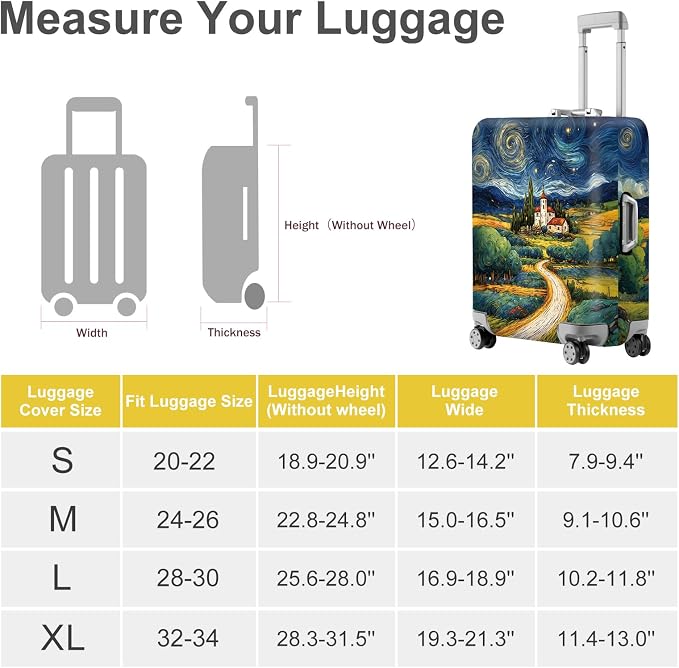 ANNA QUEEN Starry Night Landscape Luggage Cover, Artistic Oil Painting Style - Image 4