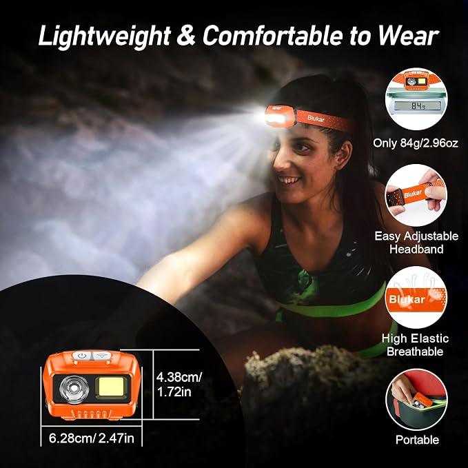 Blukar LED Headlamp, 2000L Super Bright Rechargeable Headlight Flashlight - Image 8