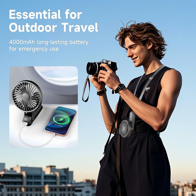 Portable Handheld Fan, 180° Foldable Personal Fans, USB Rechargeable Mini Hand - Image 4