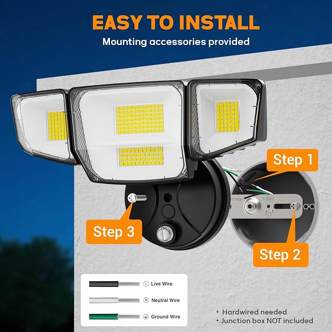 Abovizo 90W Flood Lights Outdoor, 10000LM Dusk to Dawn Outdoor Lighting - Image 8