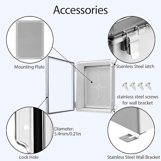 LeMotech Electrical Box, IP67 Waterproof Hinged Clear Cover Stainless Steel - Image 4