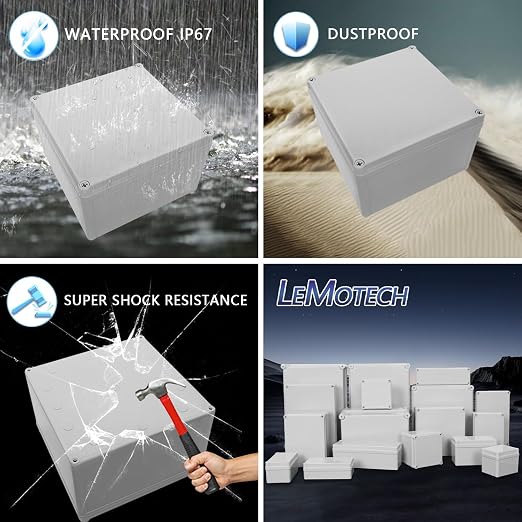 LeMotech Waterproof Dustproof IP67 Junction Box DIY Case Enclosure Gray 7.9 x - Image 8