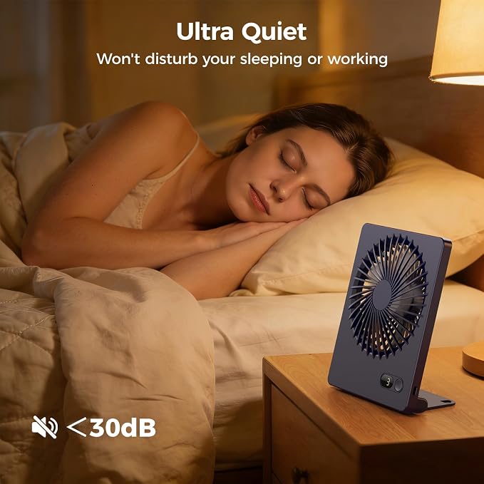 Zuvas Desk Fan Battery Operated Fan Rechargeable 180°Tilt Folding Personal Fan - Image 5