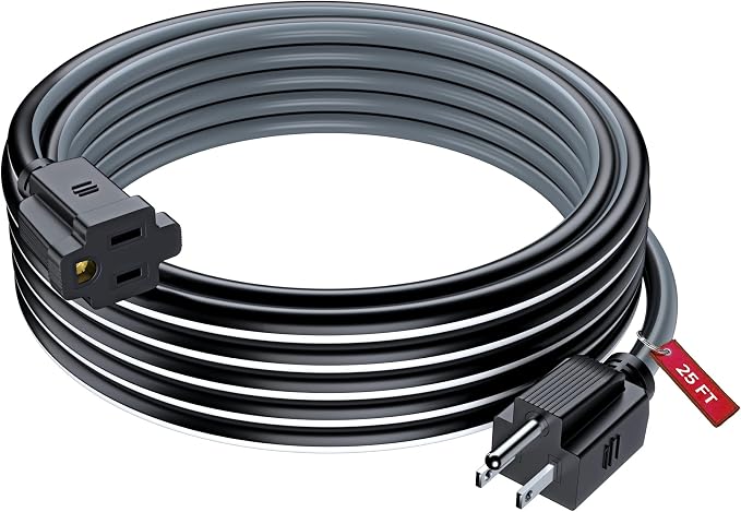 Maximm 25 Ft Black, Heavy Duty 3-Prong Outdoor Power Cable, ETL Listed by MaximmCable