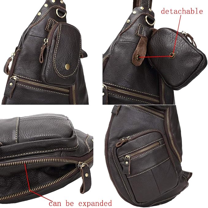 Leather Sling Bag Crossbody Backpack - Image 5