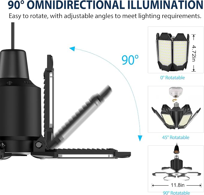 BRAINIAC LED Garage Light Bulb 150W 15000LM Deformable Garage Lights Ceiling led - Image 5