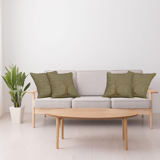Ambesonne Tree Throw Pillow Cushion Case Pack of 4, Illustration of a Big Tree - Image 4