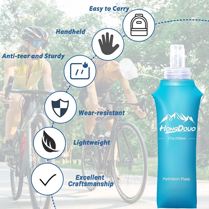 2 Packs Soft Flask, 17oz/500ml TPU Collapsible Soft Water Bottle - Image 5