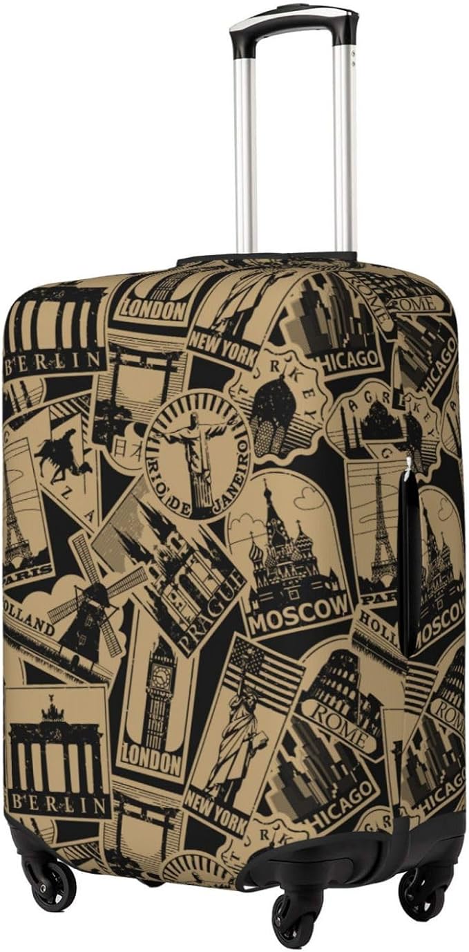 Travel Luggage Cover with World Famous Landmarks Print, Suitcase Protector - Image 2