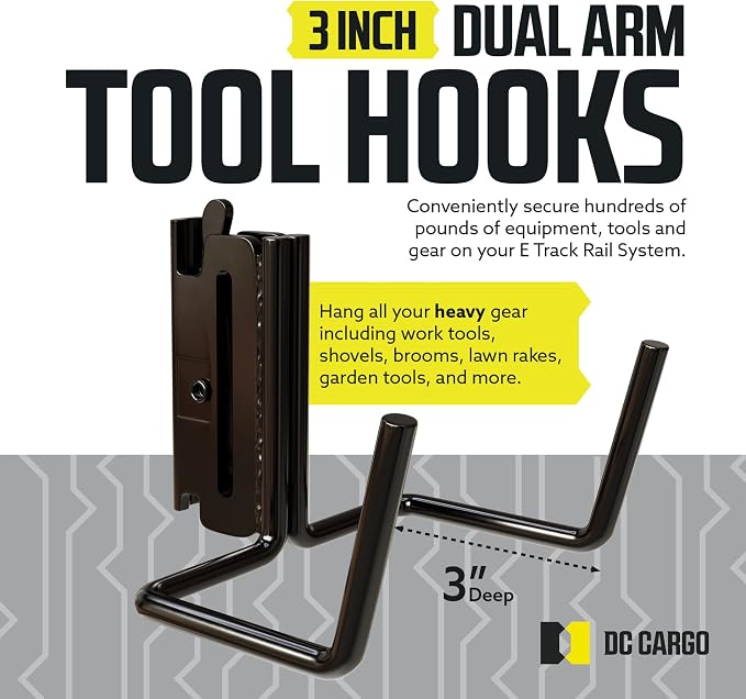 DC Cargo Mall Dual Arm Tool Hook Hanger E Track Accessories 3" Deep - Image 2