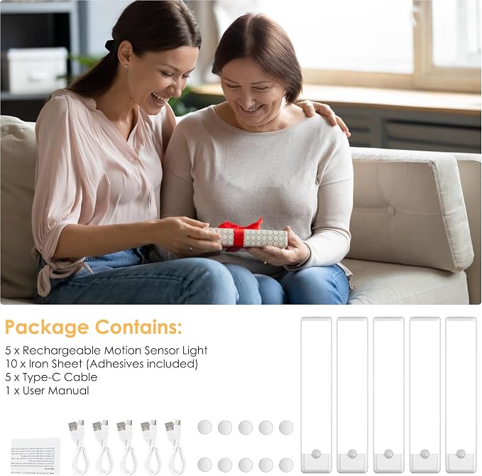 5-Pack Motion Sensor Under Cabinet Light, 3 Color Temperature Dimmable - Image 6