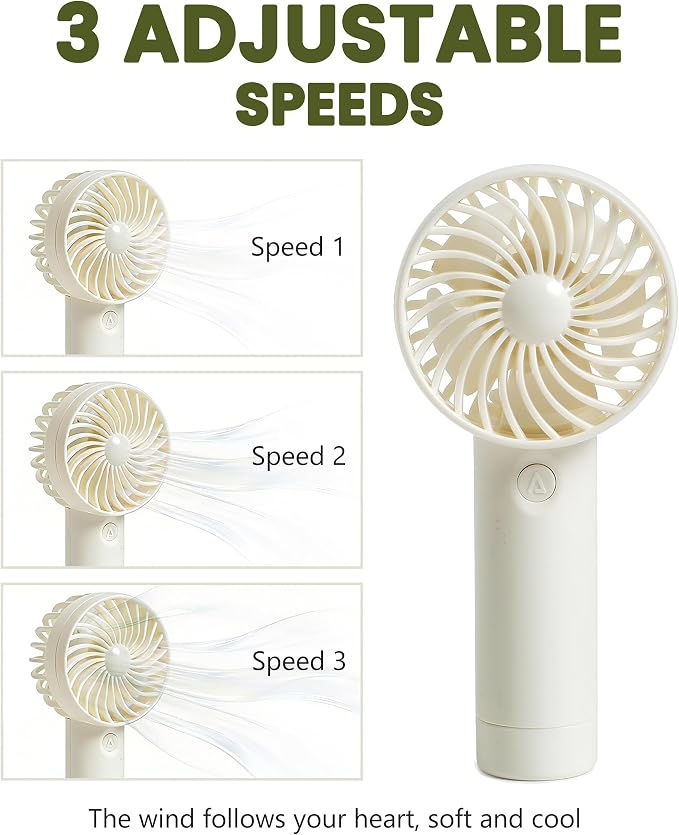 6 Pcs Mini Handheld Fan Bulk, 3 Speed Portable Personal USB Rechargeable Fan - Image 2