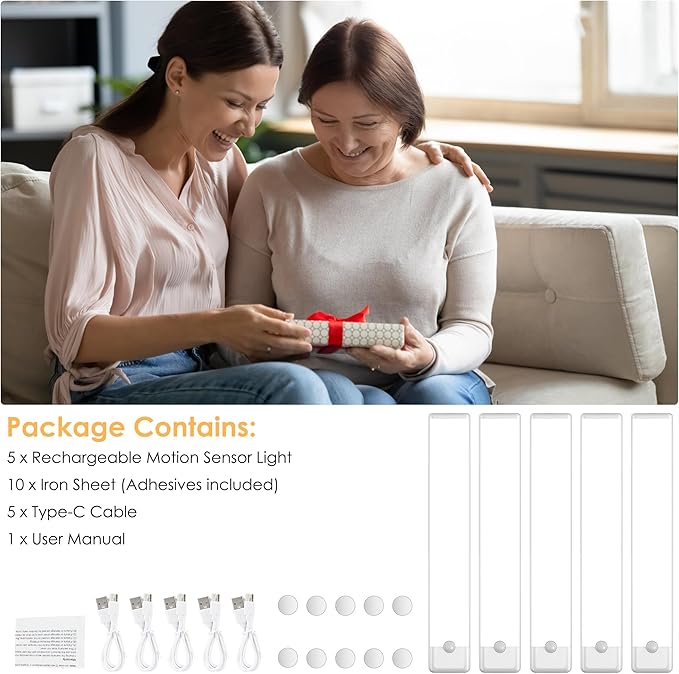 5-Pack Motion Sensor Under Cabinet Light, 3 Color Temperature Dimmable - Image 5