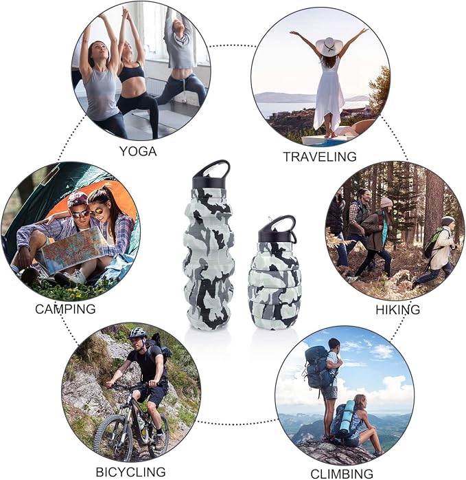 QiCheng&LYS Collapsible Water Bottle – Reuseable BPA Free Silicone Travel Water - Image 6
