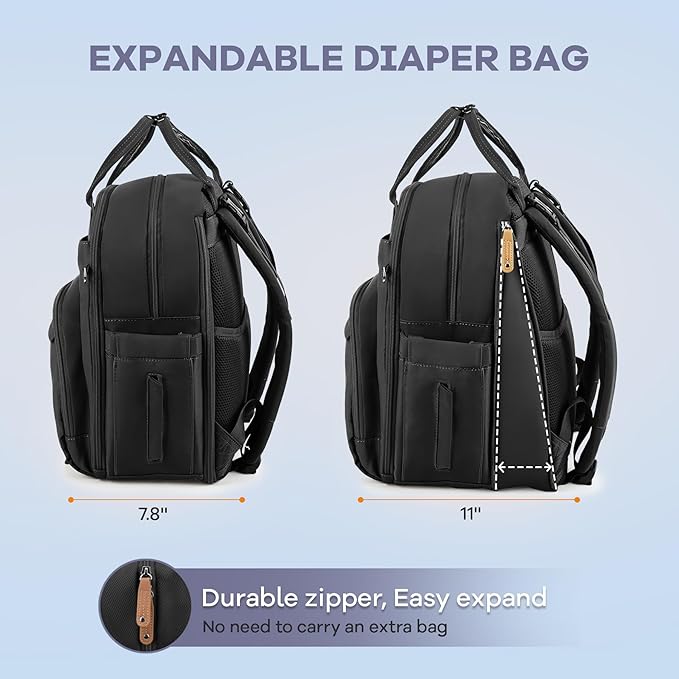 RUVALINO Diaper Bag Backpack-Expandable Baby Bag - Image 2