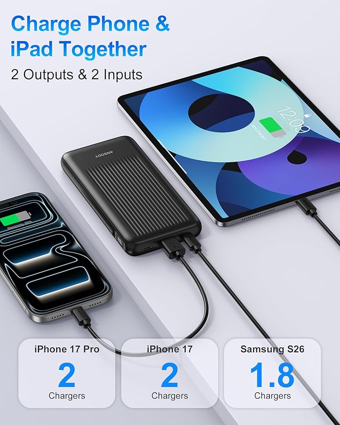 2-Pack Portable Charger, 10000mAh 22.5W Compact USB C Power Bank Fast Charging - Image 4