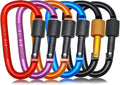 6 Pack Small Locking Carabiner, 3 Inch Aluminum D-Shape Snap Hook by MORNLIGHT