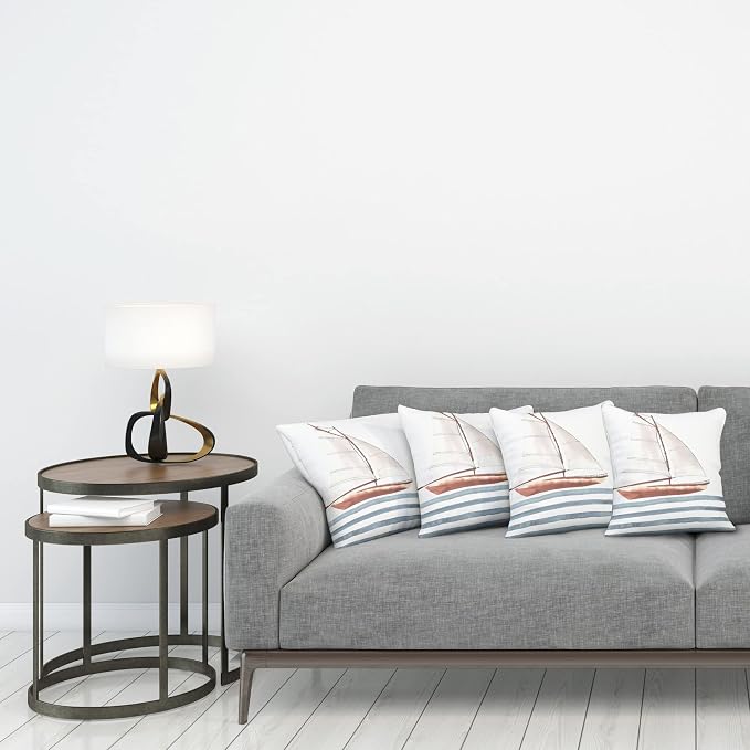 Ambesonne Nautical Throw Pillow Cushion Case Pack of 4, Let Your Dreams Sail - Image 3