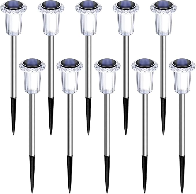 DenicMic Solar Lights Outdoor 10 Pack Waterproof 3000K Warm White LED Stainless - Image 8