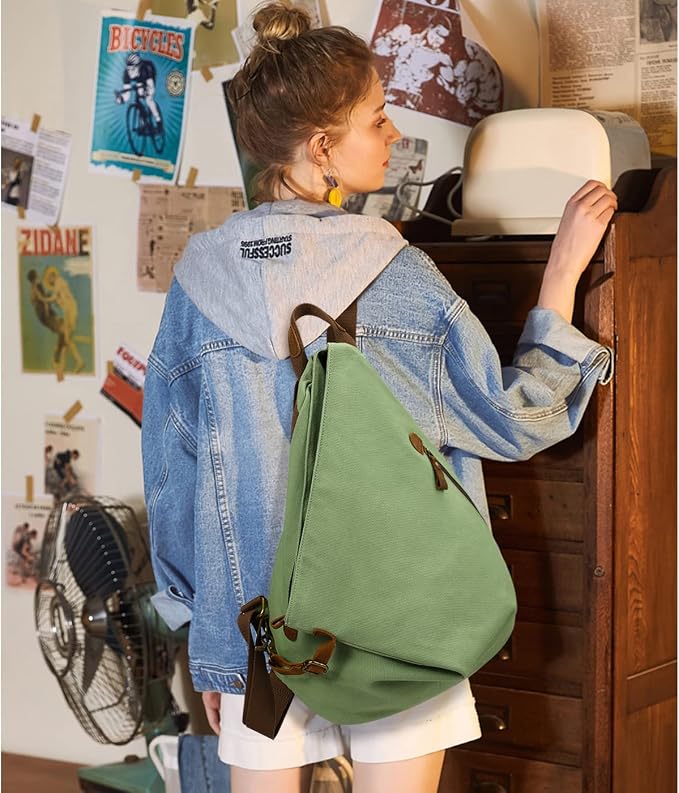 KL928 Canvas Vintage Backpack – Large Casual Daypack Outdoor Travel Rucksack - Image 7
