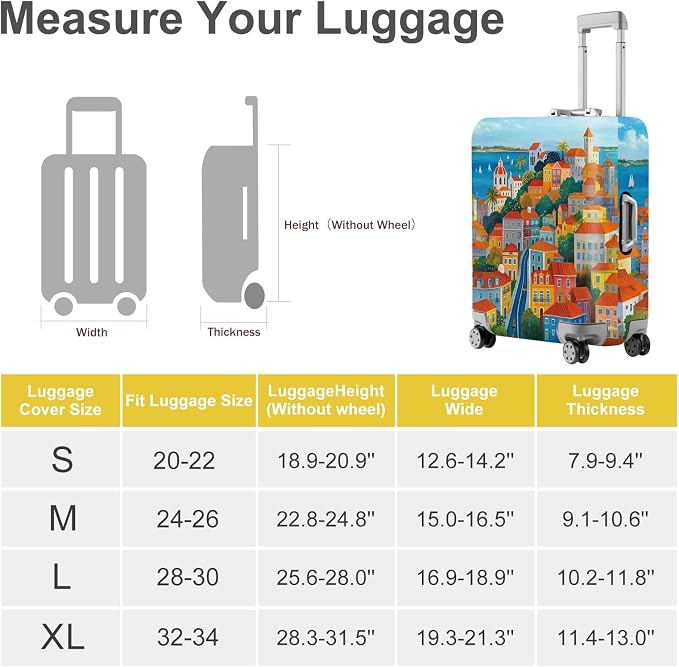 ANNA QUEEN Mediterranean Town Luggage Cover, Coastal City Suitcase Protector - Image 4