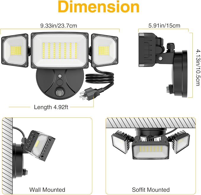 Onforu 80W Dusk to Dawn Outdoor Lighting, Plug in LED Flood Lights, 8000LM - Image 8