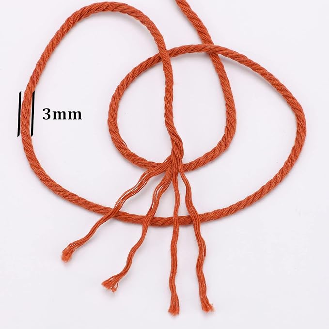 Rust Red Macrame Cord 3mm x 109Yards, Colored Cotton Rope Craft Cord Colorful - Image 3